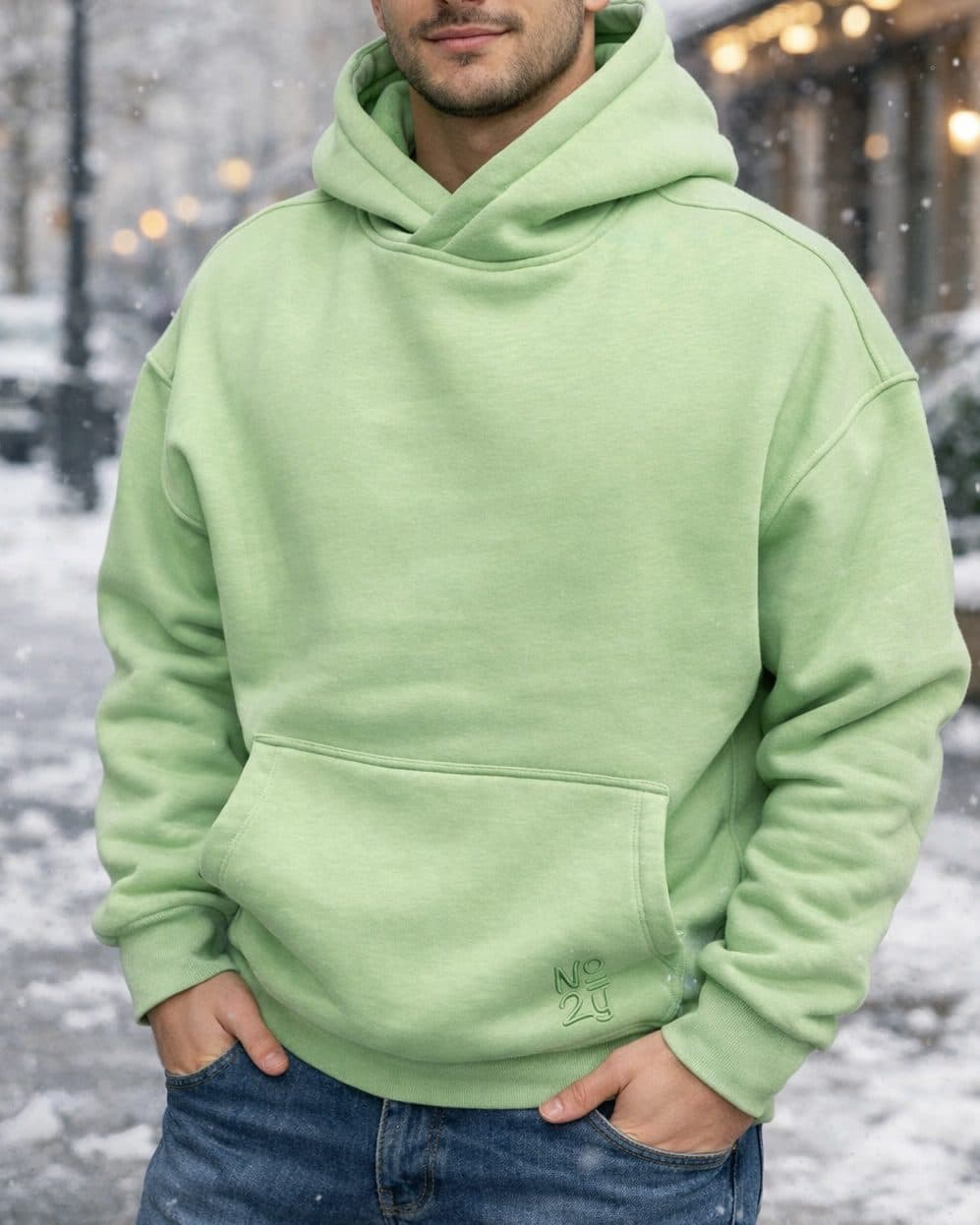 Oversized Silhouette Hoodie – Light Green