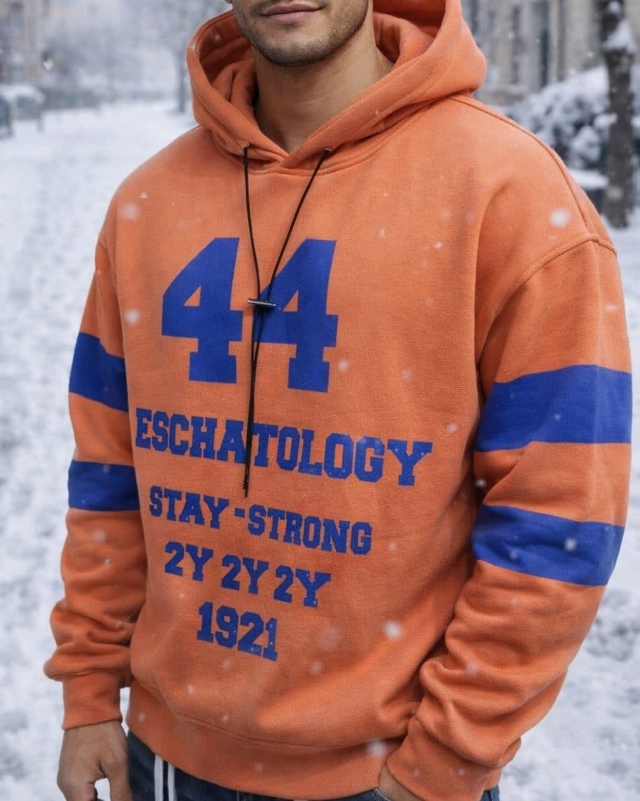 Oversized Silhouette Hoodie – Orange & Blue