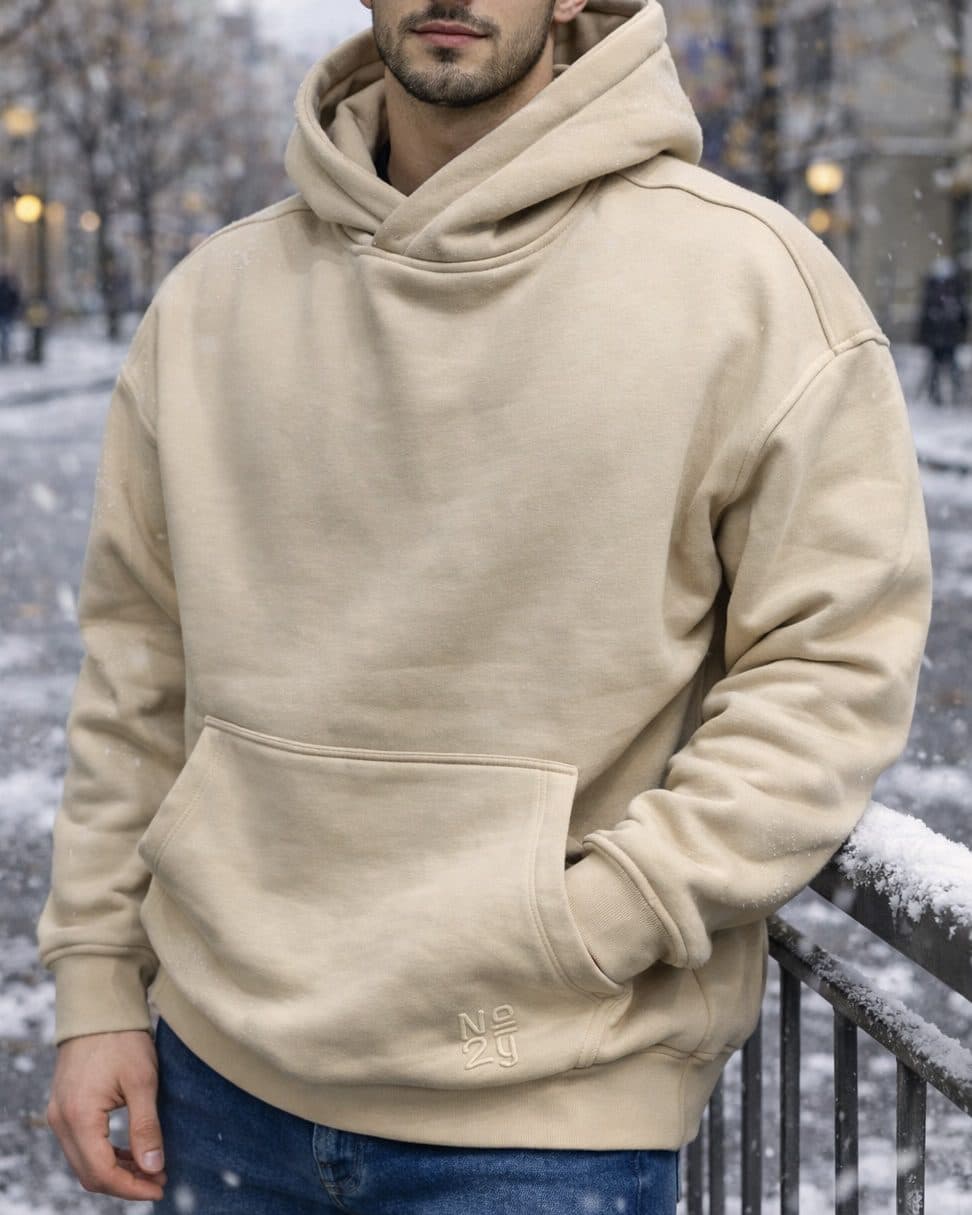 Oversized Silhouette Hoodie – Beige