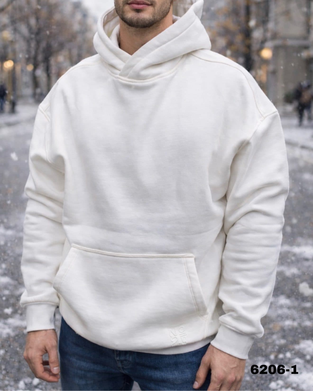 Oversized Silhouette Hoodie – White